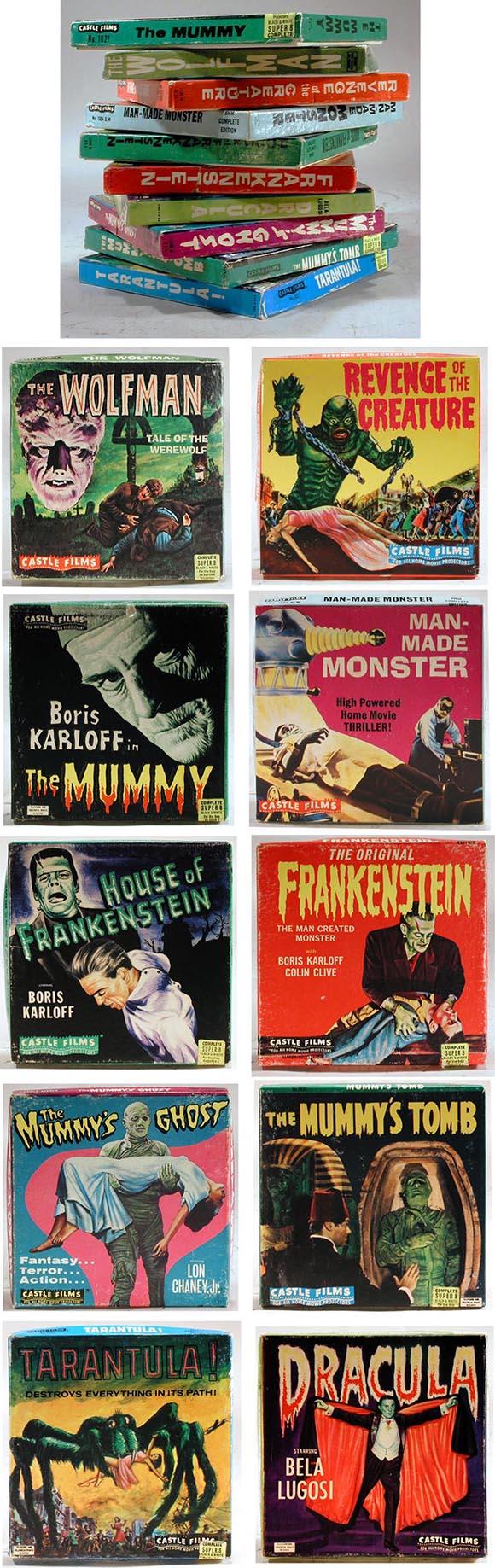 c.1950 Castle Films, 10 Super 8mm Monster Movies in Original Boxes